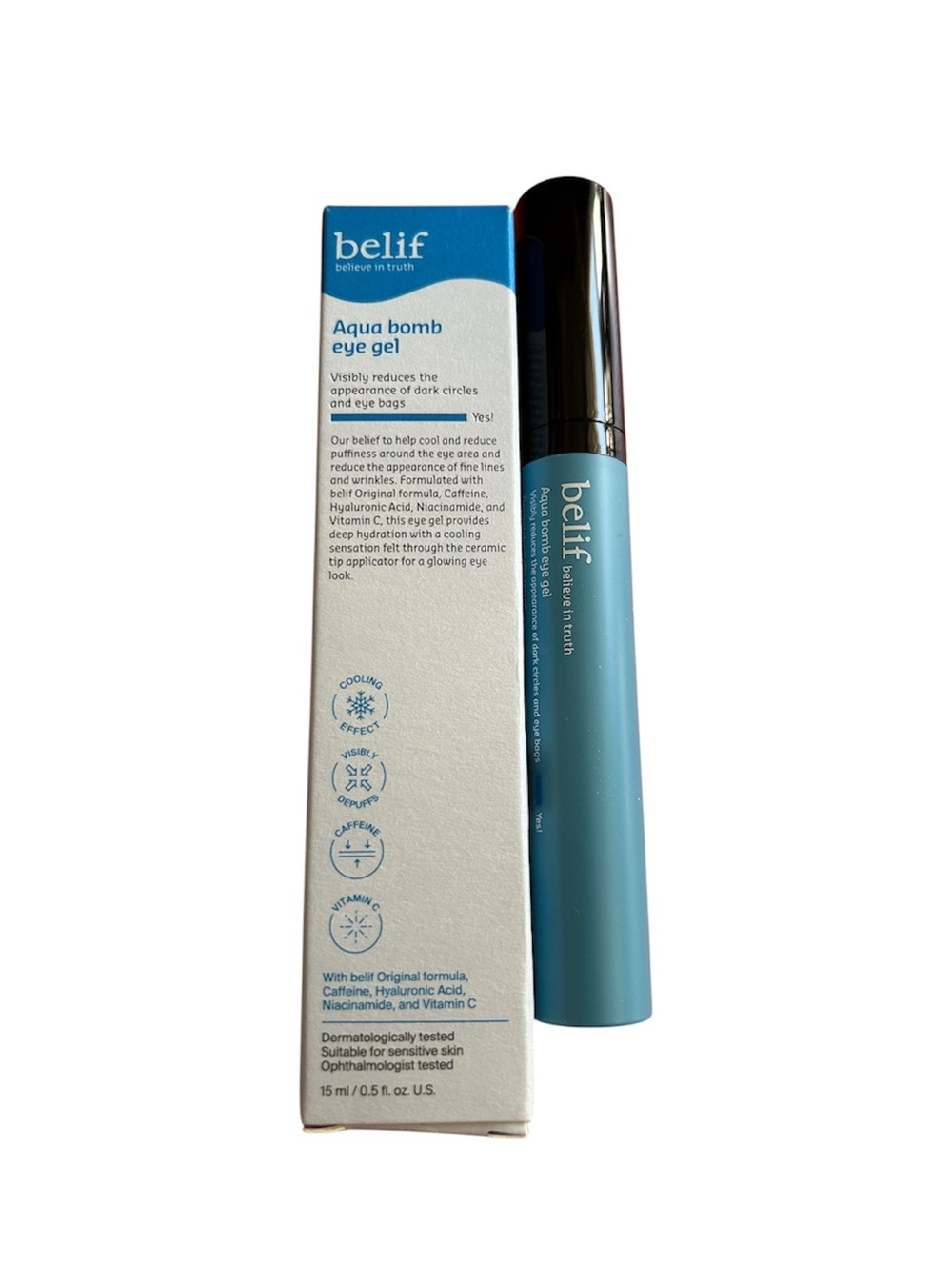 Belif Aqua Bomb Eye Gel New in Box For Dark Circles & Eye Bags Full Size